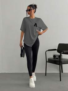 SHEIN EZwear 女士日常两件套服装 - 深灰色 - 查看 4