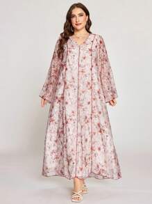 Graceveil Rochie lungă, elegantă, casual, cu imprimeu conservator, pentru femei, mărime plus, modestă - alb - Vizualizare 1