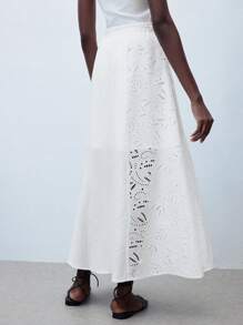 Maija Women's Elegant & Fashionable White Summer Skirt, Simple & Comfortable Lace-Up & Fringe Hem Design, Beach Cover-Up, Skirt, For Vacation - White - View 3