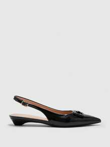 CUCCOO BIZCHIC New Square Buckle Pointed Toe Low Heel Flats, Casual Personalized Comfortable Slip-On Loafers, Suitable For Work And Commute For Christmas - Black - View 8