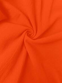 EMERY ROSE Plus Size Solid Color Casual Sleeveless Dress - Orange - View 6