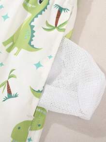Manfinity Swimmode Pantalones cortos de playa con estampado de dinosaurio para hombres, estilo de vacaciones y playa