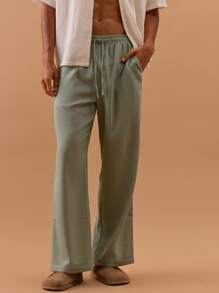 Musero Pantalones con pierna ancha y vuelta, con cintura con lazo, para primavera, verano, días festivos, vacaciones