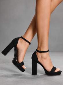 CUCCOO SZL Cuccoo 女士黑色可调节扣环设计时尚高跟凉鞋 - 黑色 - 查看 3