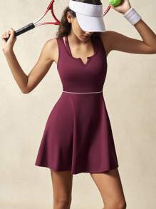 VARSITIE Damen Ärmellos Lässig Fitness Kleid mit V-Ausschnitt