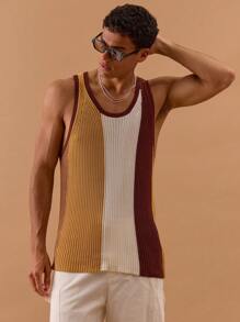 Musero Knit Stripe Scoop Neck Tank Top Spring, Summer, Holiday, Vacation,