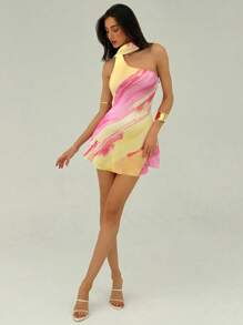 Aloruh 女士扎染印花无袖迷你连衣裙 - 彩色 - 查看 6