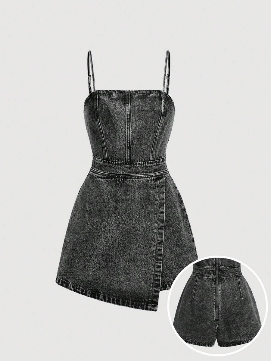SHEIN MOD Combinaison en jean pour femmes avec Top court