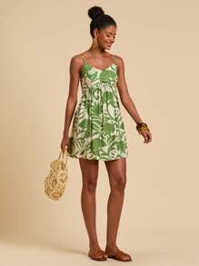 Travachic 女士梭织印花细肩带迷你连衣裙、度假风格、梭织图案印花、女士休闲夏季度假装、波西米亚海滩度假装、波西米亚风时尚、节日装、女士沙滩装、女士夏季装、毕业装、女士生日装、海滩必备品、女士机场装、俱乐部装、茶会礼服、生日礼服、夏季太阳裙、女士优雅礼服 - 綠色 - 查看 7