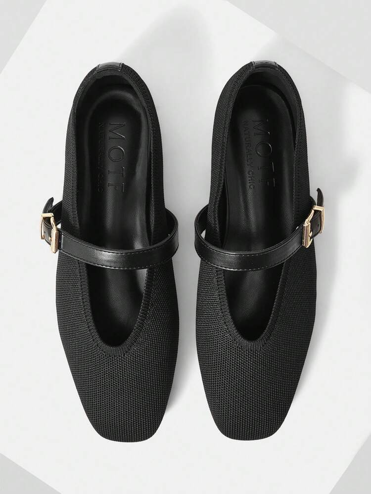 PU LEATHER BUCKLE MARY JANE FLAT SHOES FOR CHRISTMAS SPRING SHOES