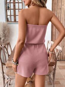 SHEIN LUNE 纯色露肩收腰连体裤，休闲时尚，适合春夏季度假