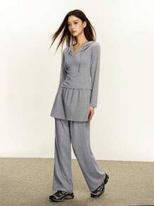 Rina Fox Conjunto de dos piezas para mujer para uso diario - Gris - Ver 3