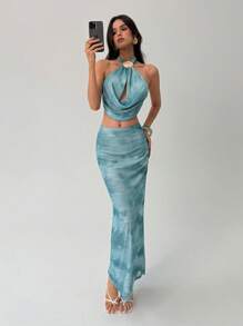 Aloruh Trang phục hai mảnh dành cho phụ nữ mặc hàng ngày - Màu xanh lam - Xem 4