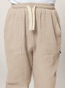 SUMWON Linen Feel Casual Pants Elastic Waist Wide Leg Beach Summer Vacation Wear Perfect For Lightweight Travel Wear - Khaki - View 6