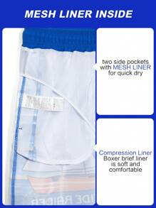 Surfspeed Men's Sailing Print Drawstring Waist Beach Shorts, Hawaiian - Multicolor - View 3