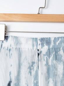 Elenzga Pantalones de pierna ancha con estampado de tie-dye y cintura elástica para mujer de talla grande