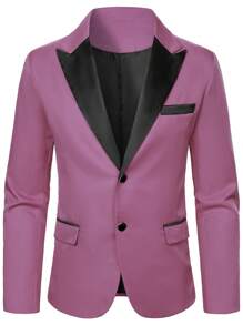 SHEIN Manfinity Mode 男士撞色翻领夹克和裤子西装套装