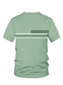 Manfinity Homme Áo thun nam tay ngắn in họa tiết sọc tương phản cỡ lớn, mùa hè - Nhiều màu - Xem 3