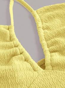 SHEIN ICON Top galben fără mâneci, cu imprimeu floral și legături încrucișate, pentru ieșiri în oraș, de vară