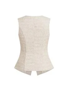 Ellevyn Summer Elegant Commuter French Style Linen-Like High-End Pants French Style Women Sleeveless Pants, Commute, Metal Big Button Summer Bohemia Airport Summer Honeymoon Woman Fairycore Pants Flowy  Work Summer Dresses Office Outfits For Women Boho Business Casual Woman, Linen Pants  Business Casual Woman Business Casual Woman,Fall Women Clothes