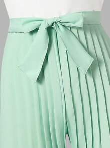 1pc Girls' Fashionable Pleated Jumpsuit, Breezy And Suitable For Outings, Traveling, Green Fresh Style, Summer - Mint Green - View 6