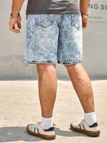 Manfinity LEGND Pantalones cortos vaqueros desgastados y lavados informales para hombre