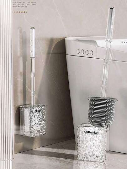 1件套壁挂式马桶刷，无需钻孔，可水洗吸盘，无死角，适用于家庭浴室清洁工具。夏季浴室装饰