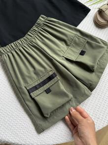 2 件儿童男童休闲日常和节日纯色印花图案 T 恤和宽松短裤套装，舒适百搭，适合学校、花园、海滩、生日、春夏秋冬