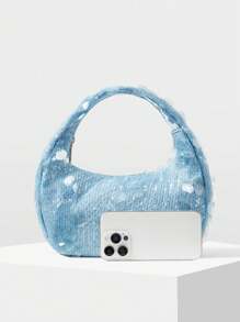 MOTF PREMIUM 亮片拼布拉链手提包 - 藍色 - 查看 4