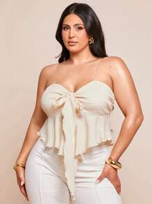 SHEIN BAE 大码女式优雅露肩上衣、夏季度假上衣/婚礼派对/伴娘上衣/迷你上衣/宴会上衣、杏色/奶油色上衣、Y2K、美国独立日、性感俱乐部女装、乡村音乐会、美国独立日、音乐会女装、狂欢节、西部风、毕业典礼、度假女装、奶油黄、可爱上衣、女式抹胸、女式露脐上衣、上衣、外出上衣、可爱夏季上衣