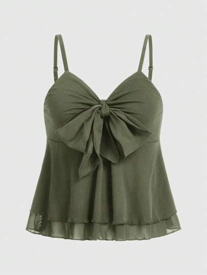 Goth Top de tirantes con lazo de unicolor y diseño simple para mujer