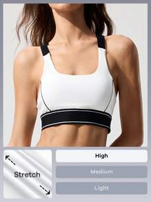 Menodora SHEIN Sport 女式休闲针织撞色短款修身运动背心 - 白色 - 查看 4