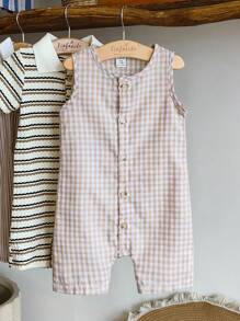 Vintaside Kids Babyboy 男婴时尚、休闲、精致格子短袖连体衣 - 适合室内和室外活动，是春夏必备的衣橱单品