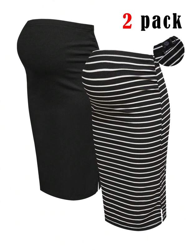 Modmama Adjustable Waist Fitted Maternity Casual Versatile Skirt