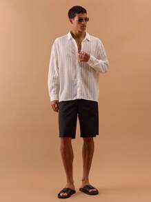 Musero Men Mesh Striped Oversized Long Sleeve Shirt Spring, Summer, Holiday, Vacation