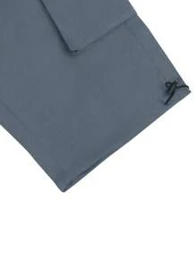 Manfinity LEGND 男士休闲纯色抽绳腰工装裤男装男士短裤男士工装裤短裤男士两件套长短裤男士工装短裤男士带口袋短裤 - 霧霾藍 - 查看 6