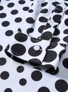 Manfinity Homme Men's Polka Dot Turndown Collar Casual Printed Button-Up Long Sleeve Shirt