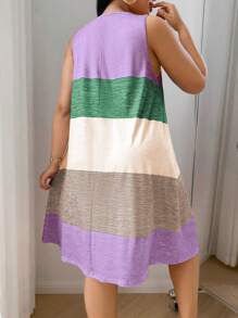 SHEIN 大码彩色条纹印花休闲睡衣，Moo Moo 睡裙