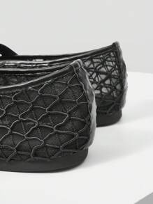 MOTF PREMIUM LASER CUTOUT SQUARE TOE WOMEN FLAT LOAFERS FOR CHRISTMAS SPRING SHOES - Black - View 8