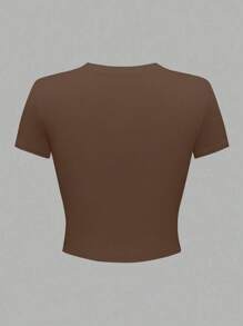 Women Short Fitted Casual Sport Number Jersey T-Shirt