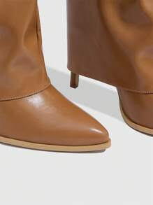 CUCCOO SZL Cuccoo 尖头过膝长靴，纤细细跟过膝长靴，性感淑女骑士风格 - 杏色 - 查看 3