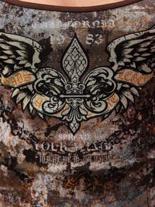 ROMWE Grunge Punk Áo ba lỗ in hình đôi cánh cổ điển hoài cổ - Nhiều màu - Xem 2