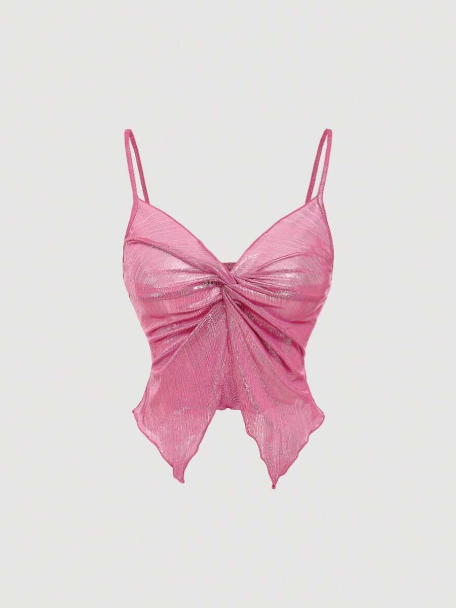 SHEIN MOD Women's Twist Front Cross Sleeveless Cami Top, Graduation,Y2k Women Country,Concert,Casual - Hot Pink - View 1