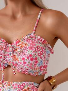 SHEIN 2pcs Summer Beach Casual Holiday Ditsy Floral Bikini Set - Multicolor - View 5