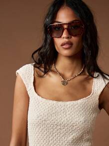 MISSGUIDED Modern Crop Elastic Square Neck Sleeveless Ribbed Tank Fitted Summer Top Festival Casual Streetwear - Apricot - View 4