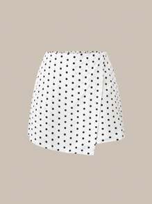Flirla Conjunto de 2 piezas de short sin mangas con estampado de lunares en estilo francés casual para mujer talla grande, para verano