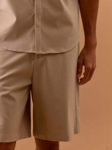 Musero Men Heavy Linen Longline Shorts Spring, Summer, Holiday, Vacation - Apricot - View 5