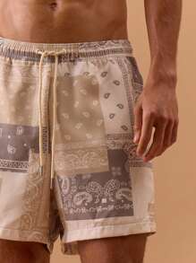 Musero Paisley Collage Drawstring Swim Shorts Spring, Summer, Holiday, Vacation,