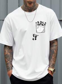 Manfinity Homme 大码男式夏季熊猫印花圆领短袖T恤