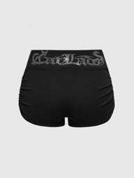 J-Fashion Short taille basse pour femmes avec ornements de cristal en forme de chat dans le style Y2K